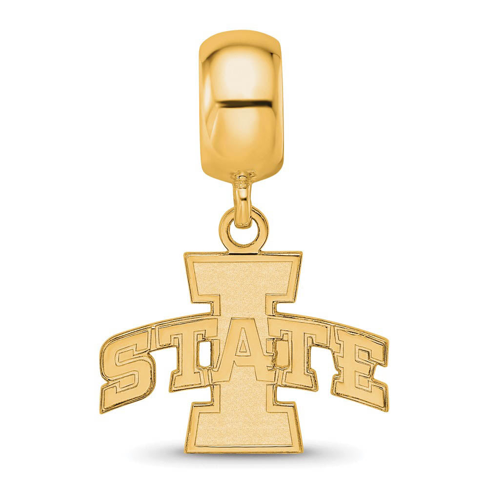 Alternate view of the 14k Gold Plated Silver Iowa State University Sm Dangle Bead Charm by The Black Bow Jewelry Co.