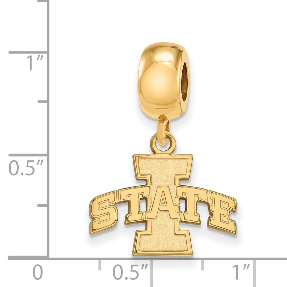 Alternate view of the 14k Gold Plated Silver Iowa State University Sm Dangle Bead Charm by The Black Bow Jewelry Co.