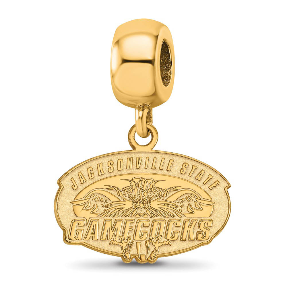 14k Gold Plated Silver Jacksonville State U. Sm Dangle Bead Charm, Item B13720 by The Black Bow Jewelry Co.
