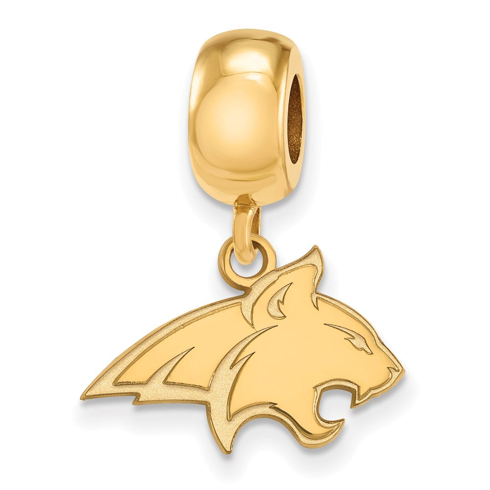 14k Gold Plated Silver Montana State Univ. Bobcat Sm Dangle Bead Charm, Item B13721 by The Black Bow Jewelry Co.