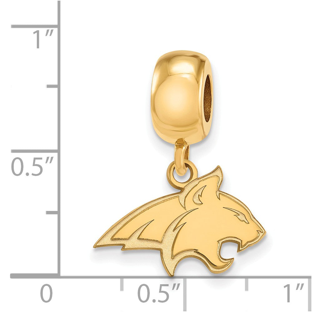 Alternate view of the 14k Gold Plated Silver Montana State Univ. Bobcat Sm Dangle Bead Charm by The Black Bow Jewelry Co.