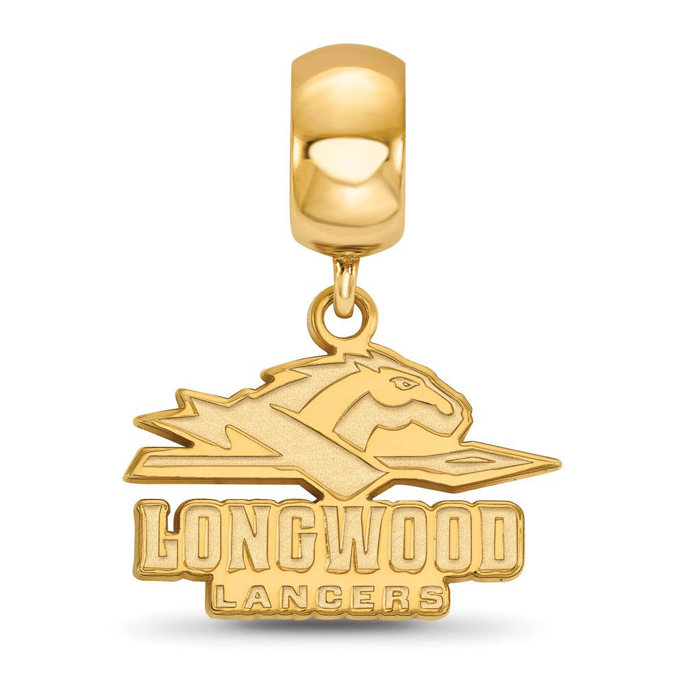 Alternate view of the 14k Gold Plated Silver Longwood University Sm Dangle Bead Charm by The Black Bow Jewelry Co.