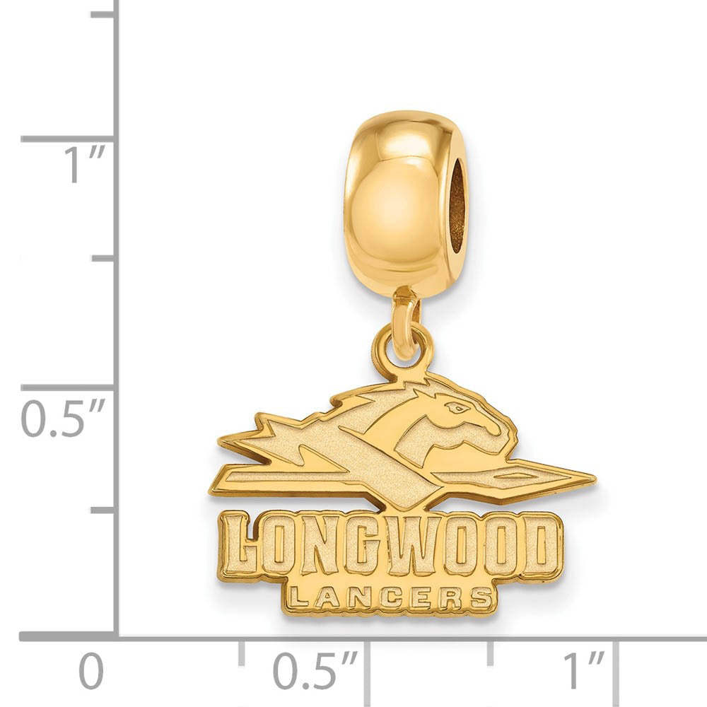 Alternate view of the 14k Gold Plated Silver Longwood University Sm Dangle Bead Charm by The Black Bow Jewelry Co.