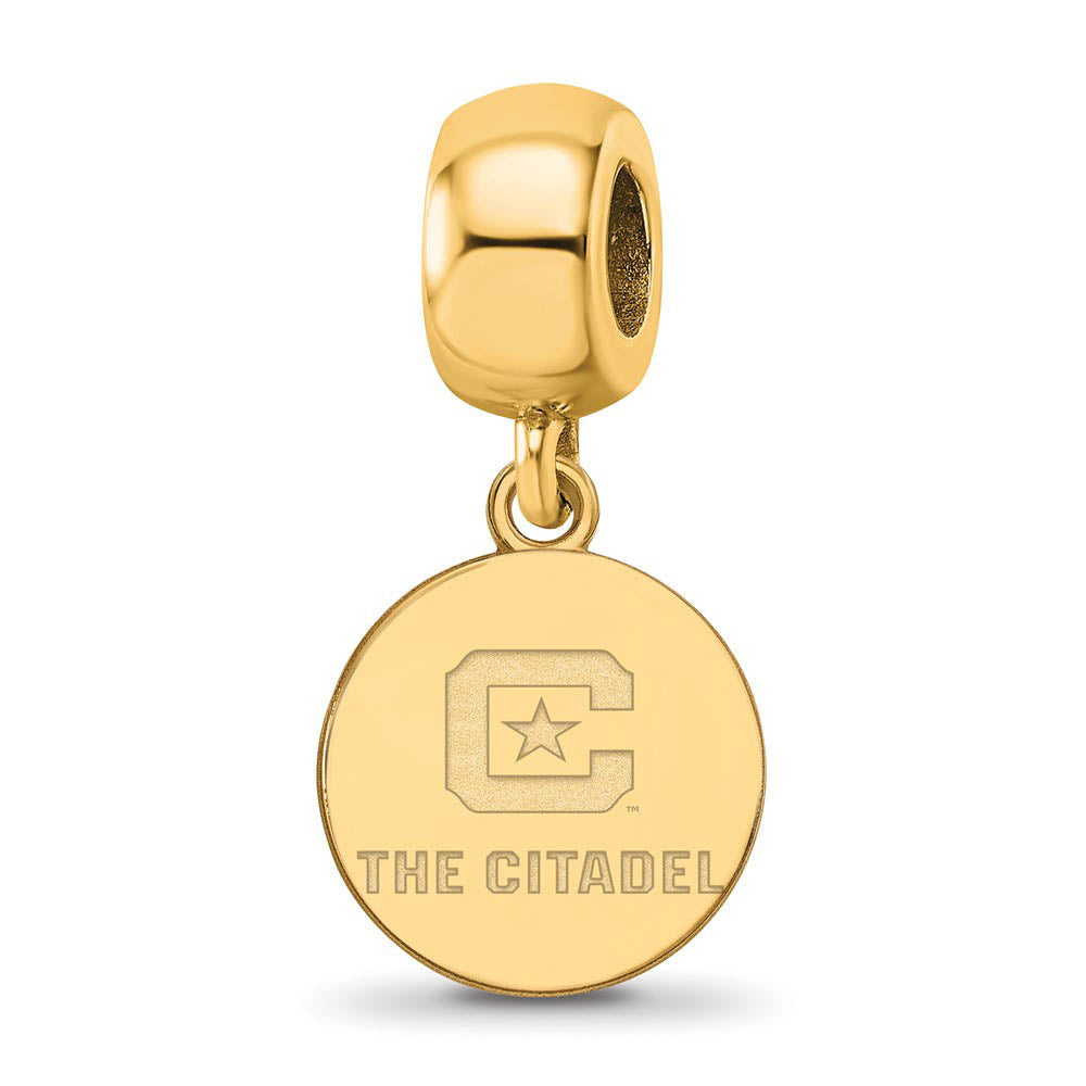14K Yellow Gold Plated Silver The Citadel Small Disc Dangle Bead Charm, Item B13728 by The Black Bow Jewelry Co.