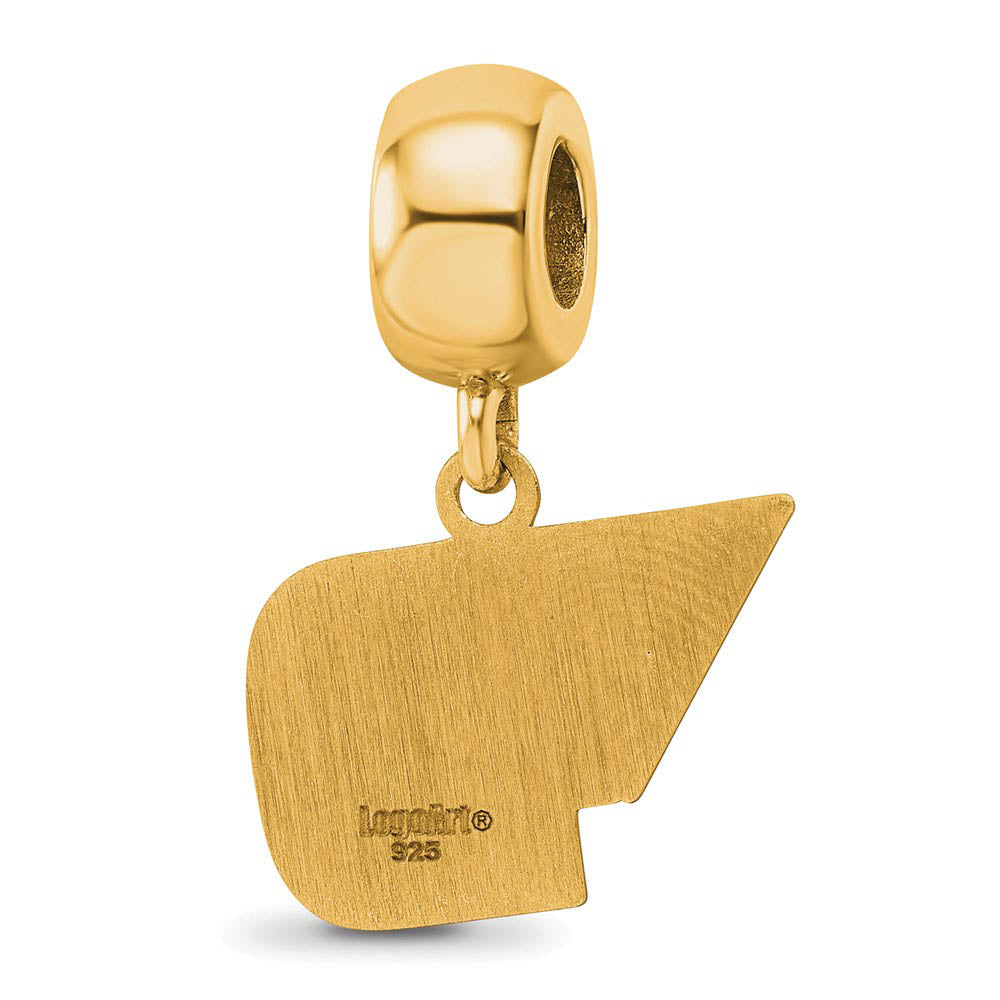 Alternate view of the 14k Gold Plated Silver University of Dayton Sm Dangle Bead Charm by The Black Bow Jewelry Co.