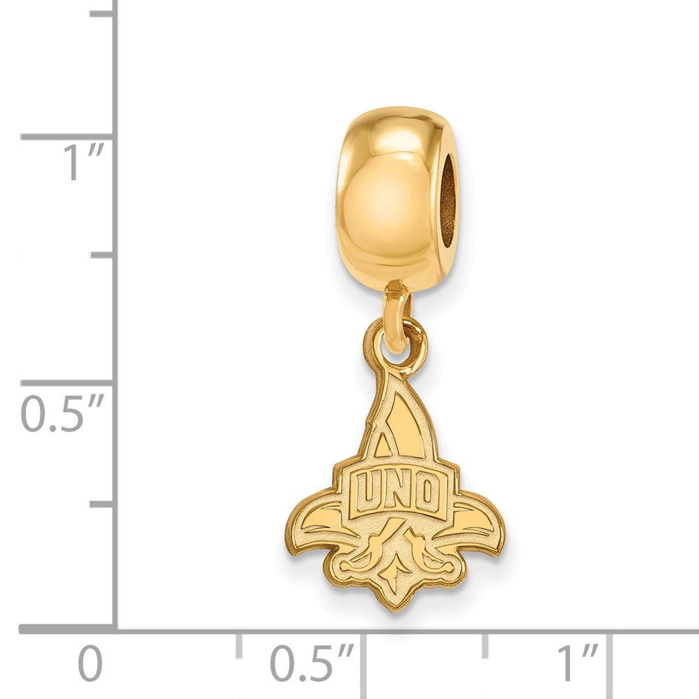 Alternate view of the 14k Gold Plated Silver University of New Orleans Sm Dangle Bead Charm by The Black Bow Jewelry Co.