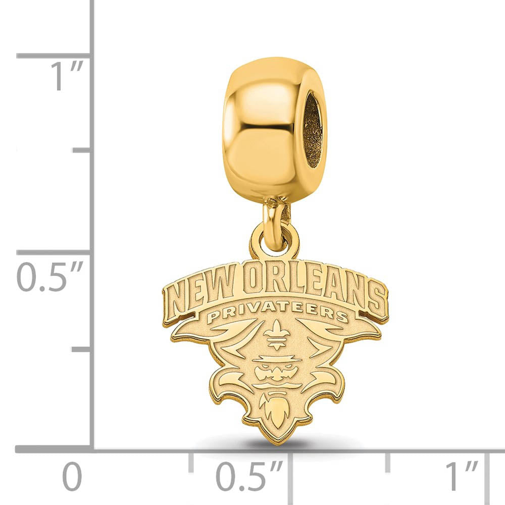 Alternate view of the 14k Gold Plated Silver University of New Orleans Sm Dangle Bead Charm by The Black Bow Jewelry Co.