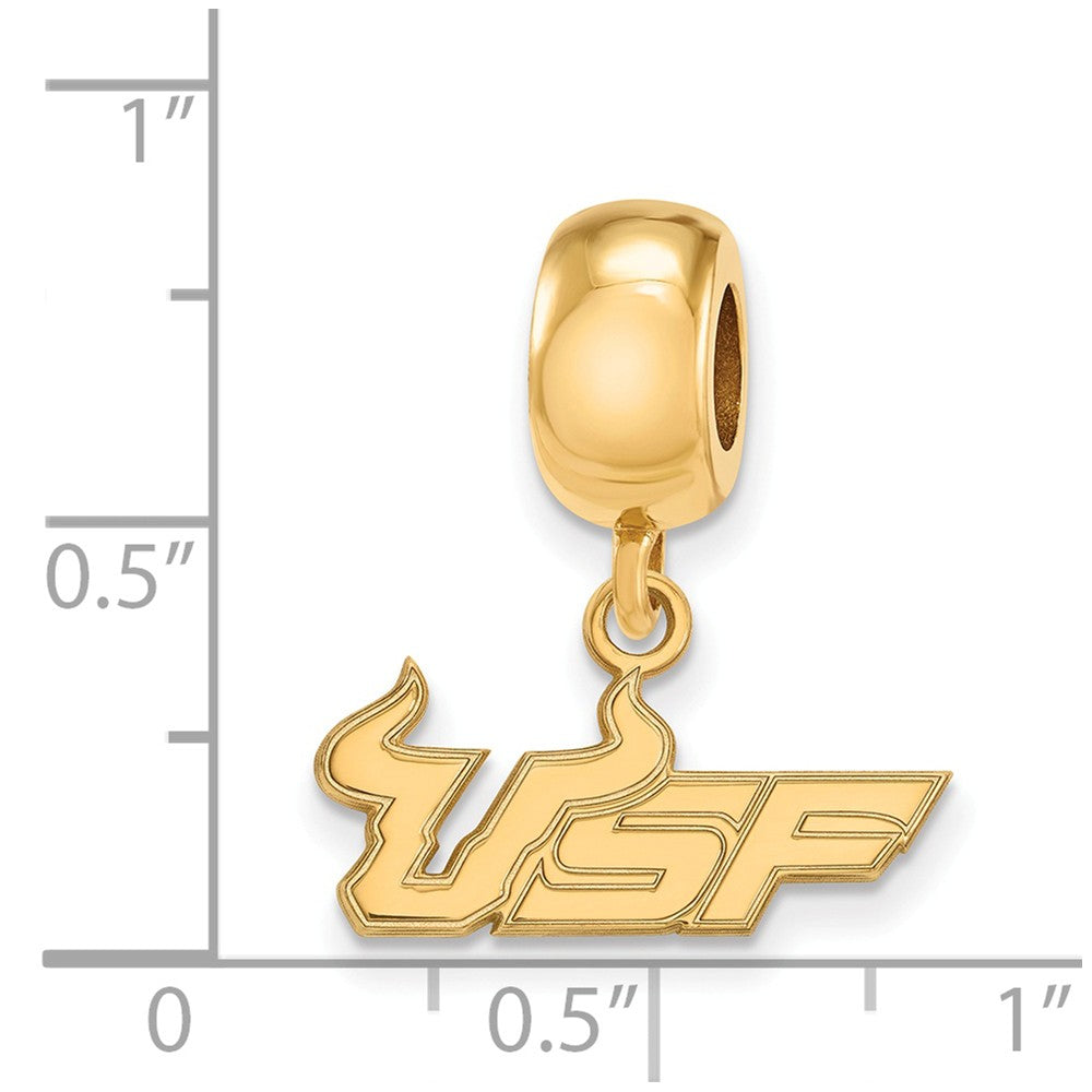 Alternate view of the 14k Gold Plate Silver University of South Florida Sm Dangle Bead Charm by The Black Bow Jewelry Co.
