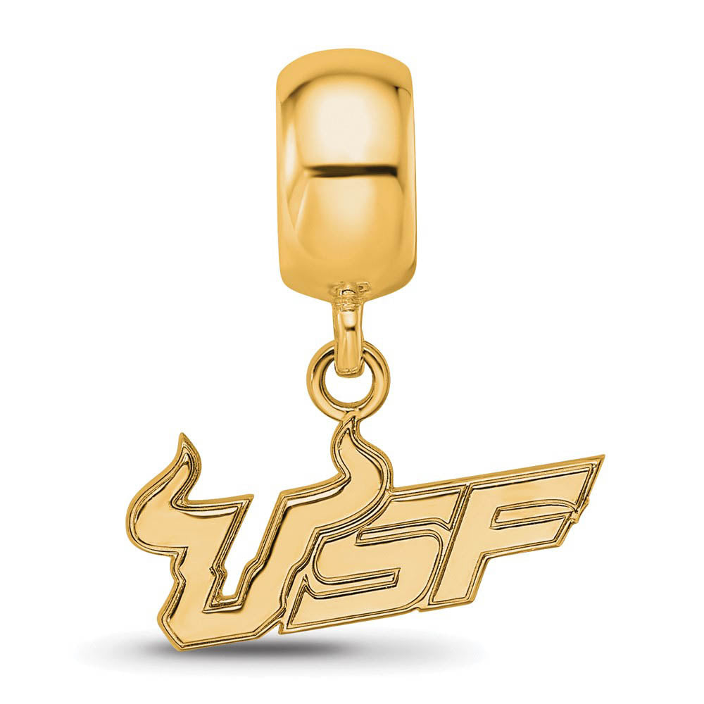 Alternate view of the 14k Gold Plate Silver University of South Florida Sm Dangle Bead Charm by The Black Bow Jewelry Co.