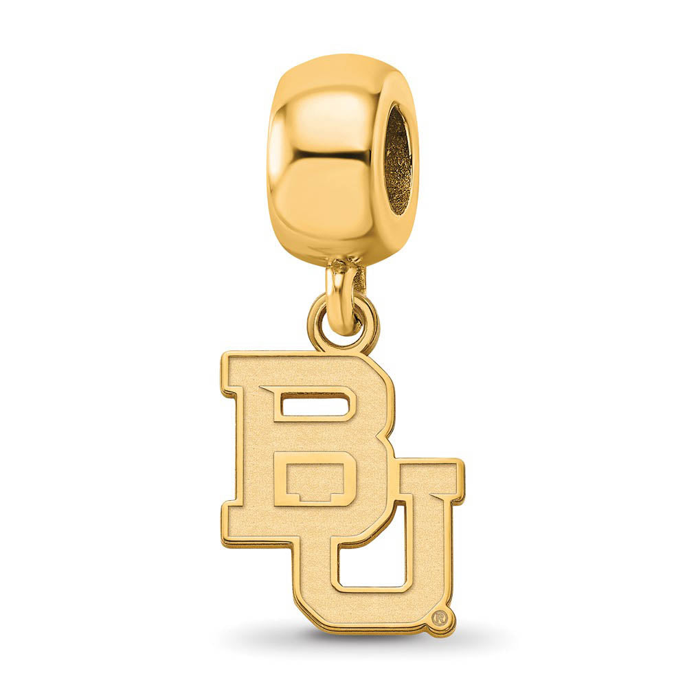 14k Gold Plated Silver Baylor University 'BU' Dangle Bead Charm, Item B13737 by The Black Bow Jewelry Co.
