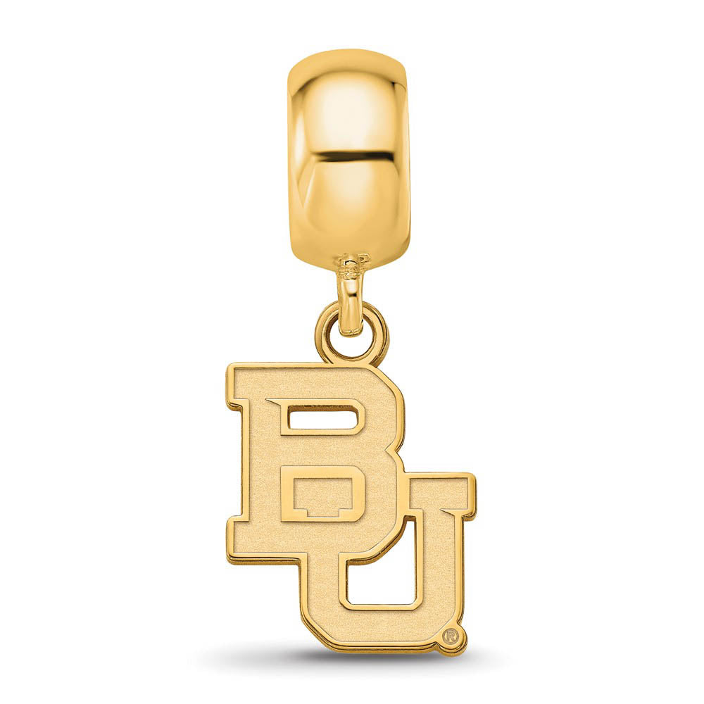 Alternate view of the 14k Gold Plated Silver Baylor University 'BU' Dangle Bead Charm by The Black Bow Jewelry Co.