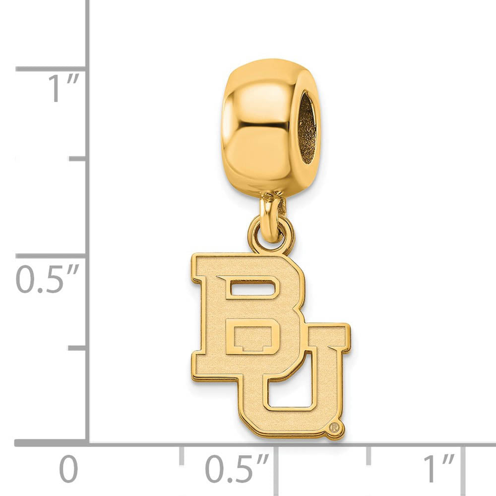 Alternate view of the 14k Gold Plated Silver Baylor University 'BU' Dangle Bead Charm by The Black Bow Jewelry Co.