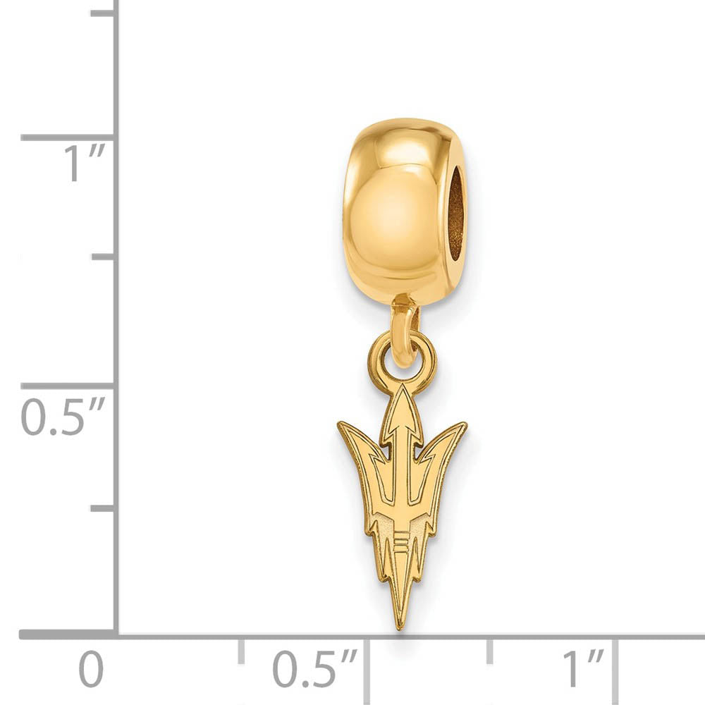 Alternate view of the 14k Gold Plated Silver Arizona State University Logo Dangle Bead Charm by The Black Bow Jewelry Co.
