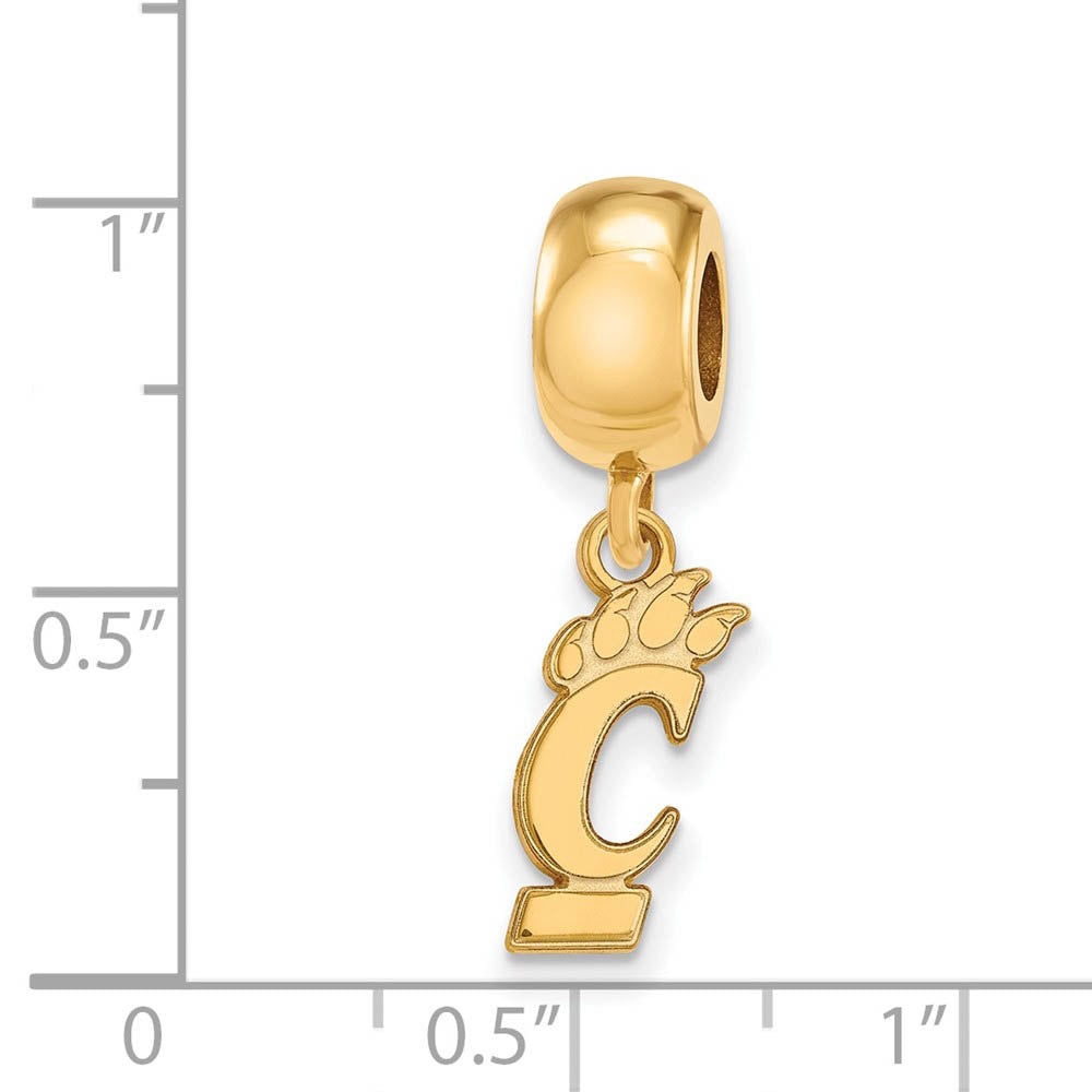 Alternate view of the 14k Gold Plated Silver University of Cincinnati Sm Dangle Charm by The Black Bow Jewelry Co.