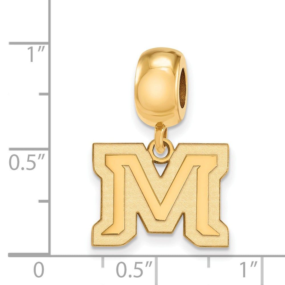 Alternate view of the 14k Gold Plated Silver Montana State University Sm Dangle Bead Charm by The Black Bow Jewelry Co.