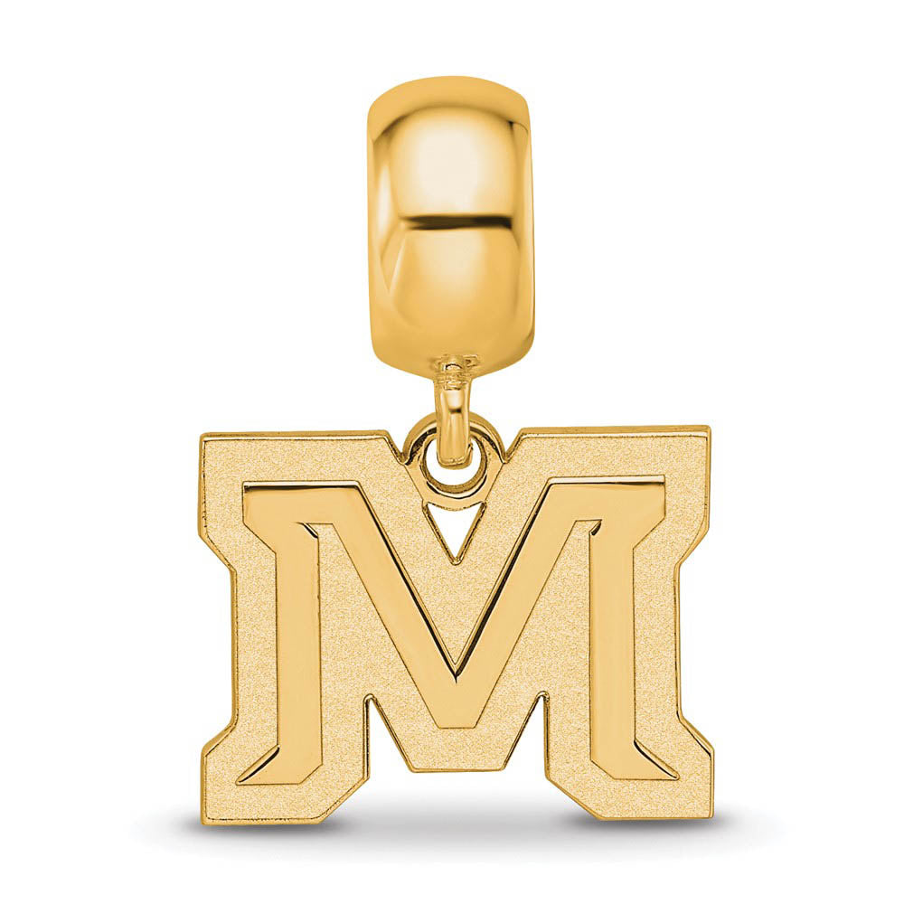 Alternate view of the 14k Gold Plated Silver Montana State University Sm Dangle Bead Charm by The Black Bow Jewelry Co.