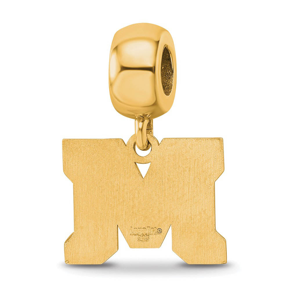 Alternate view of the 14k Gold Plated Silver Montana State University Sm Dangle Bead Charm by The Black Bow Jewelry Co.