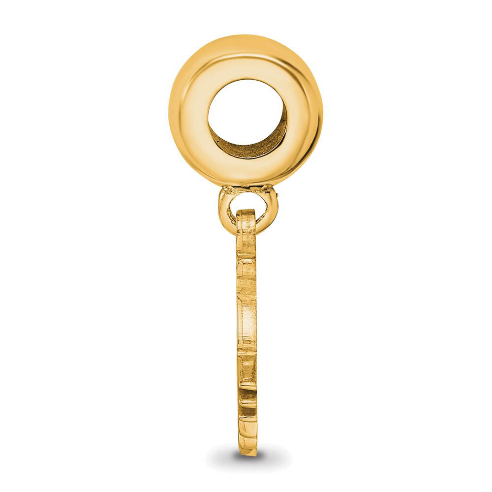 Alternate view of the 14k Gold Plated Silver Ohio University Small Dangle Bead Charm by The Black Bow Jewelry Co.