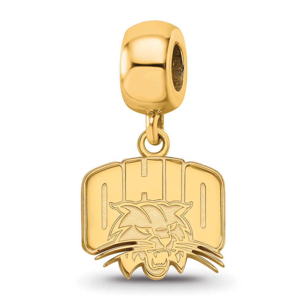 14k Gold Plated Silver Ohio University Small Bead Charm Dangle, Item B13752 by The Black Bow Jewelry Co.