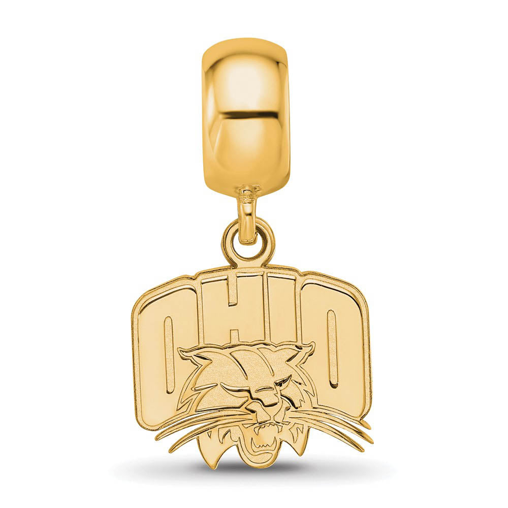 Alternate view of the 14k Gold Plated Silver Ohio University Small Bead Charm Dangle by The Black Bow Jewelry Co.