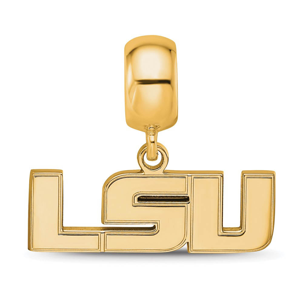 Alternate view of the 14k Gold Plated Silver Louisiana State Univ. 'LSU' Dangle Bead Charm by The Black Bow Jewelry Co.