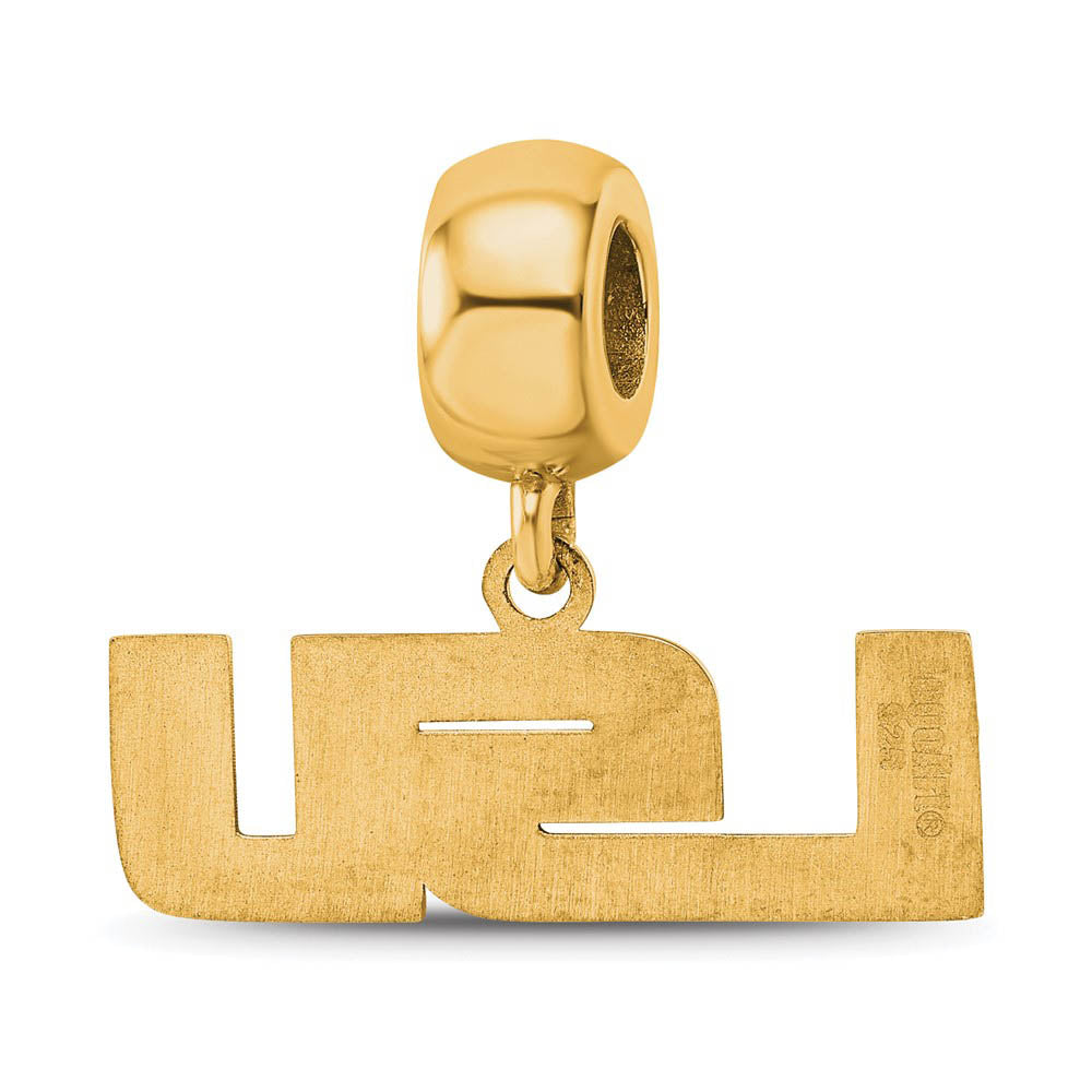 Alternate view of the 14k Gold Plated Silver Louisiana State Univ. 'LSU' Dangle Bead Charm by The Black Bow Jewelry Co.