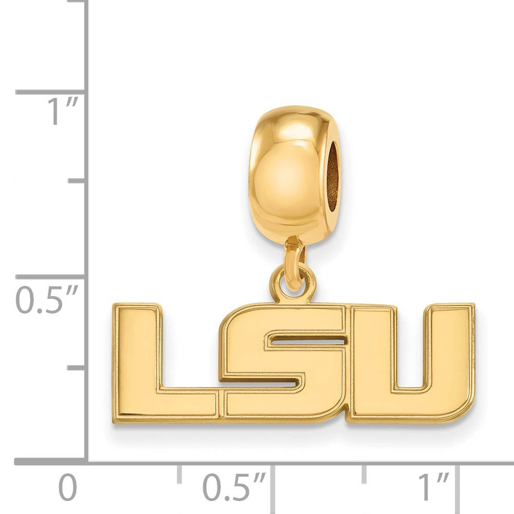 Alternate view of the 14k Gold Plated Silver Louisiana State Univ. 'LSU' Dangle Bead Charm by The Black Bow Jewelry Co.
