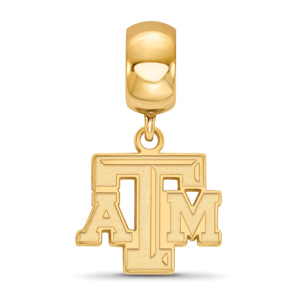 Alternate view of the 14k Gold Plated Silver Texas A&M University Small Dangle Charm by The Black Bow Jewelry Co.
