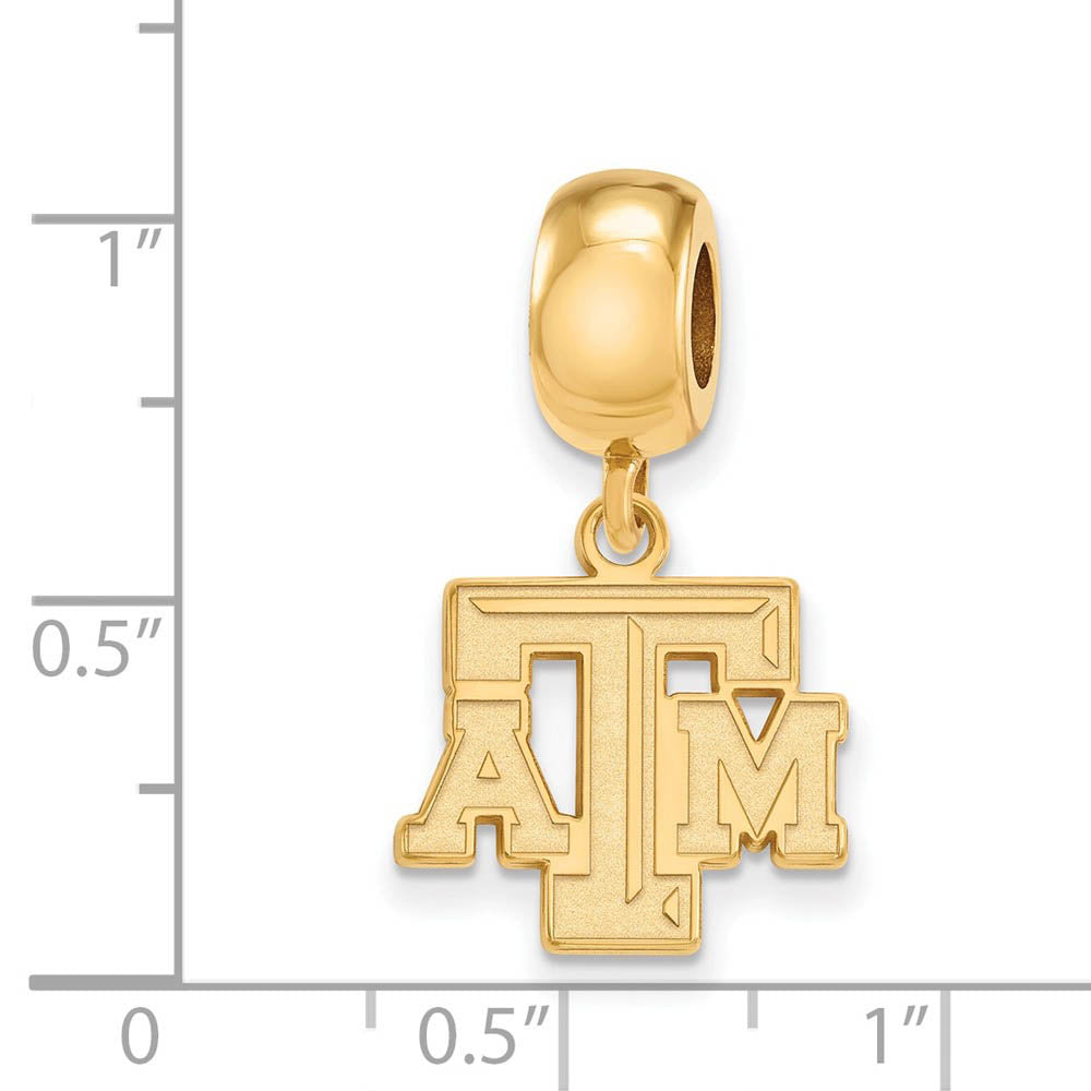 Alternate view of the 14k Gold Plated Silver Texas A&M University Small Dangle Charm by The Black Bow Jewelry Co.