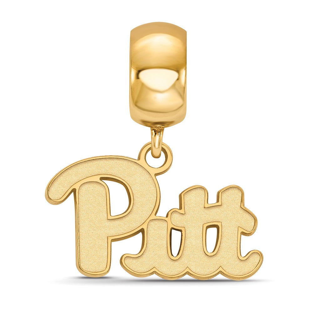 Alternate view of the 14k Gold Plated Silver Univ. of Pittsburgh Sm &#39;Pitt&#39; Dangle Bead Charm by The Black Bow Jewelry Co.