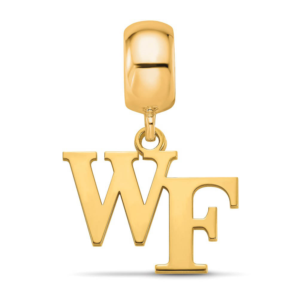 Alternate view of the 14k Gold Plated Silver Wake Forest University Small Dangle Bead Charm by The Black Bow Jewelry Co.