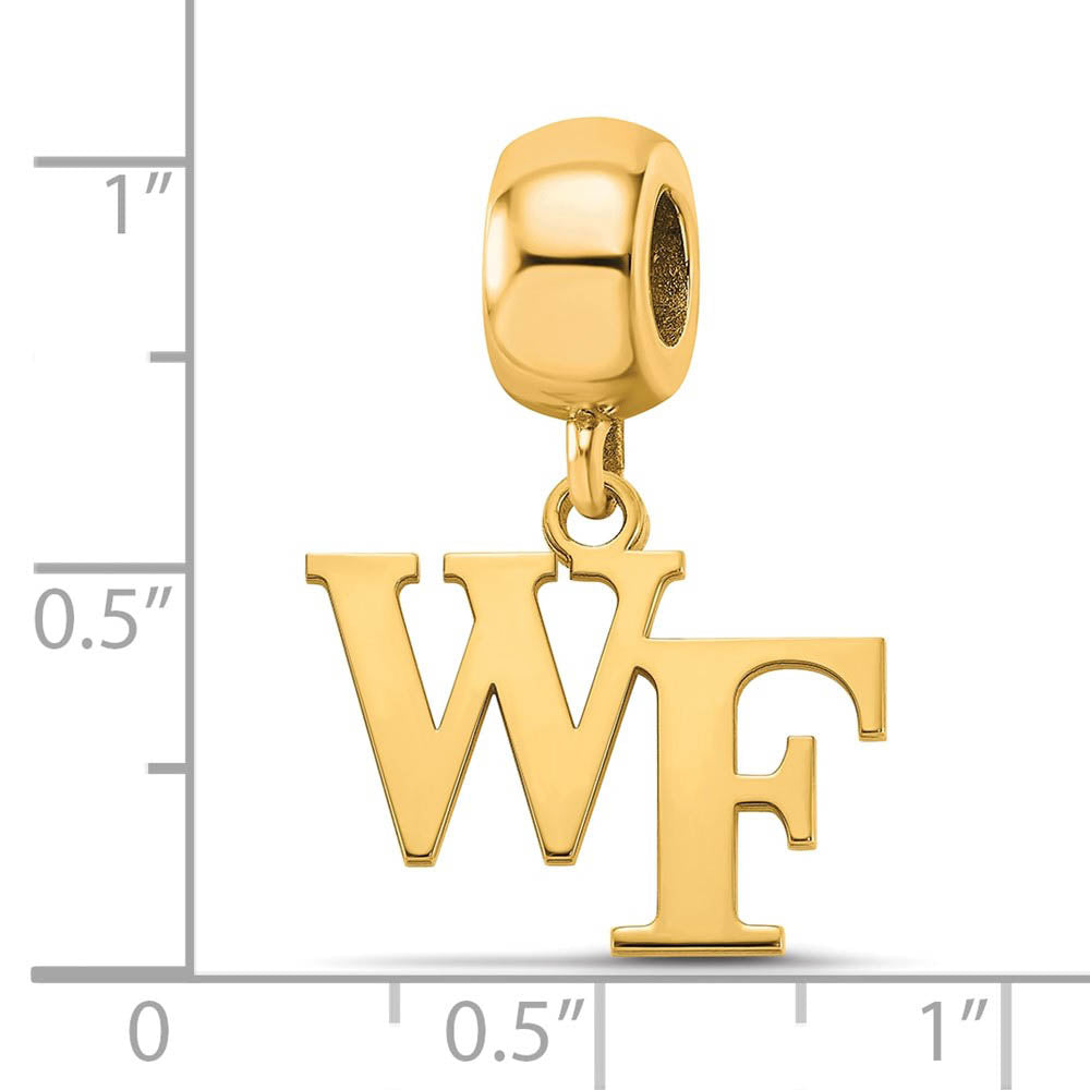 Alternate view of the 14k Gold Plated Silver Wake Forest University Small Dangle Bead Charm by The Black Bow Jewelry Co.