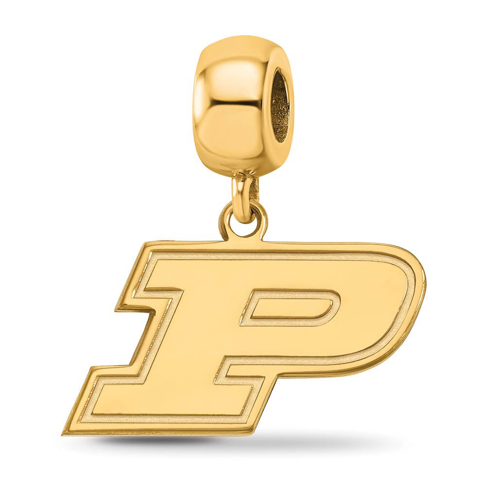 14k Gold Plated Silver Purdue Small Dangle 'P' Bead Charm, Item B13759 by The Black Bow Jewelry Co.