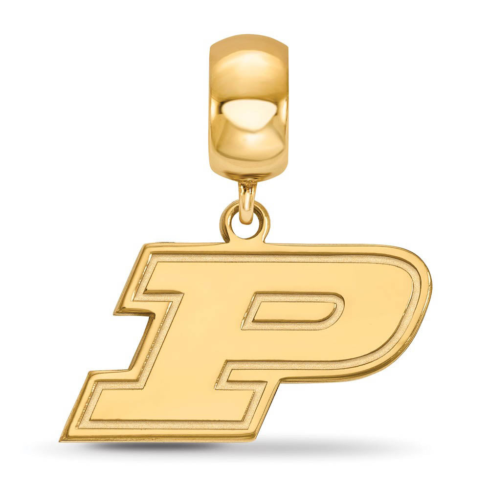 Alternate view of the 14k Gold Plated Silver Purdue Small Dangle 'P' Bead Charm by The Black Bow Jewelry Co.