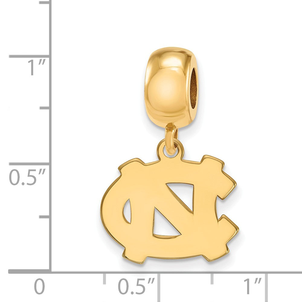 Alternate view of the 14k Gold Plated Silver Univ. of North Carolina Sm Dangle Bead Charm by The Black Bow Jewelry Co.