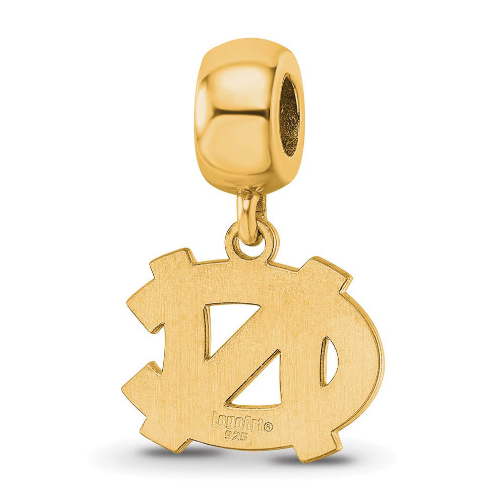 Alternate view of the 14k Gold Plated Silver Univ. of North Carolina Sm Dangle Bead Charm by The Black Bow Jewelry Co.