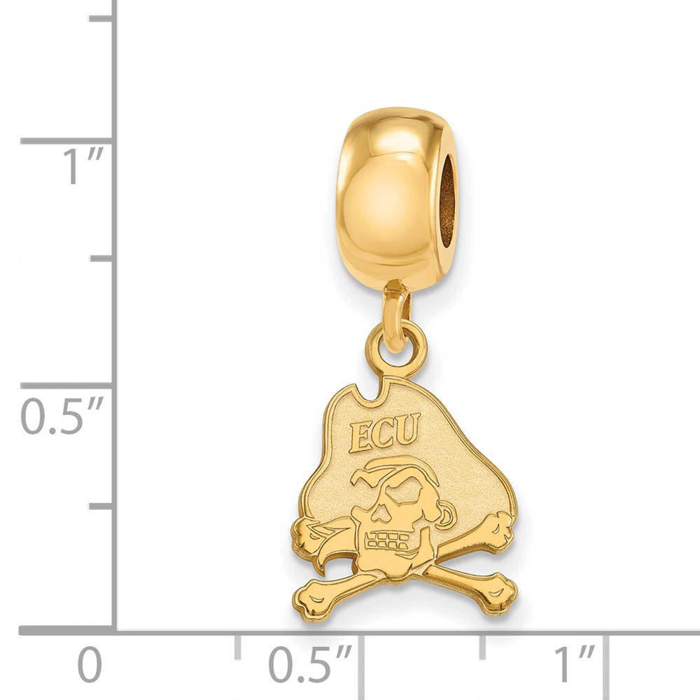 Alternate view of the 14k Gold Plated Silver East Carolina Univ. 'Pirate' Dangle Bead Charm by The Black Bow Jewelry Co.