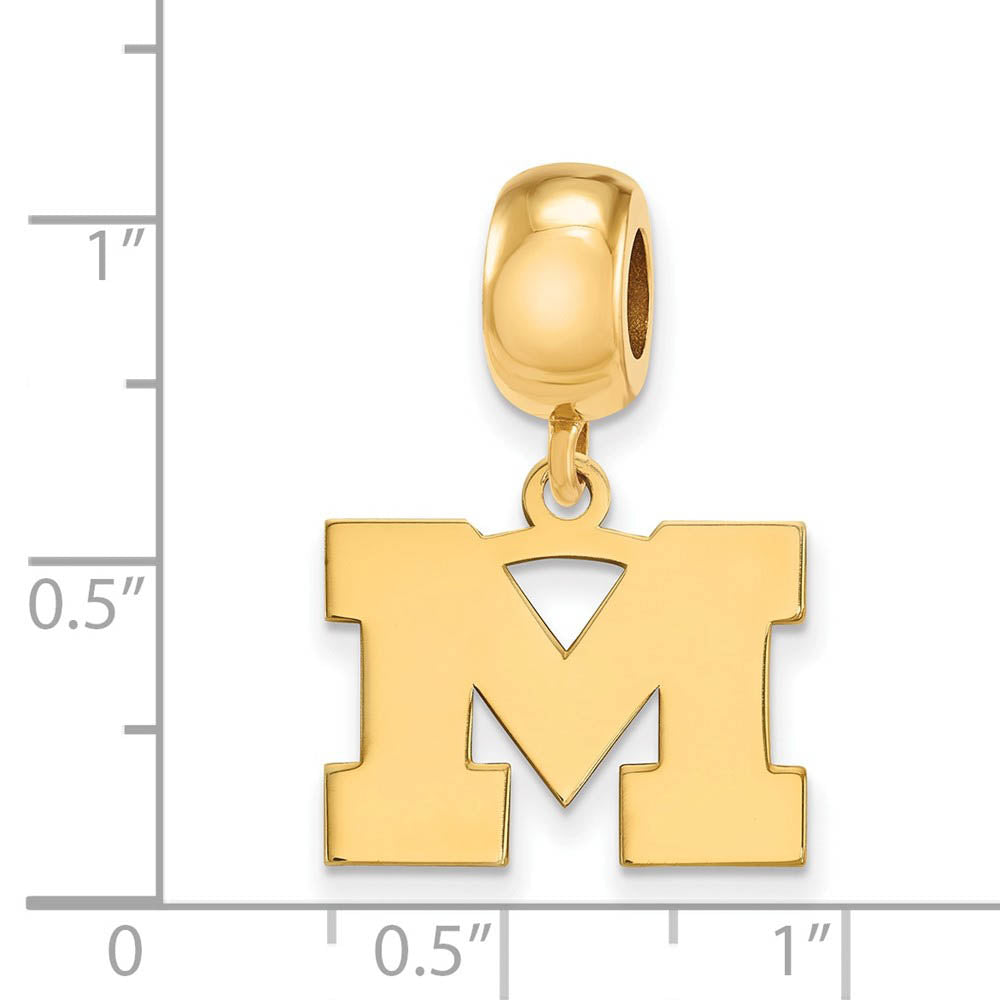 Alternate view of the 14k Gold Plated Silver Univ. of Michigan Small Dangle Bead Charm by The Black Bow Jewelry Co.