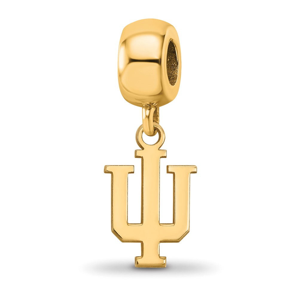 14k Gold Plated Silver Indiana Univ. &#39;IU&#39; Dangle Bead Charm, Item B13765 by The Black Bow Jewelry Co.