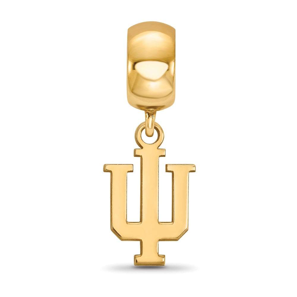 Alternate view of the 14k Gold Plated Silver Indiana Univ. &#39;IU&#39; Dangle Bead Charm by The Black Bow Jewelry Co.