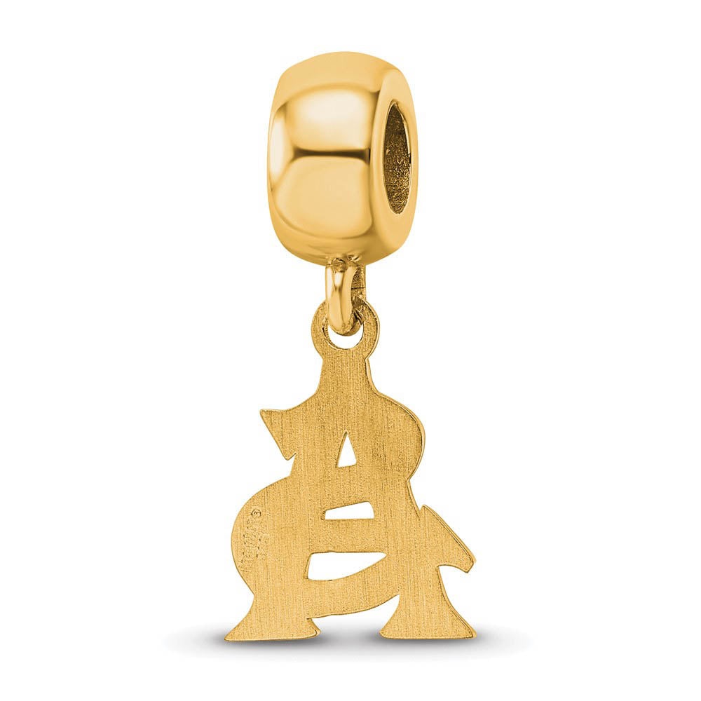 Alternate view of the 14k Gold Plated Silver Arizona State University Sm Dangle Bead Charm by The Black Bow Jewelry Co.