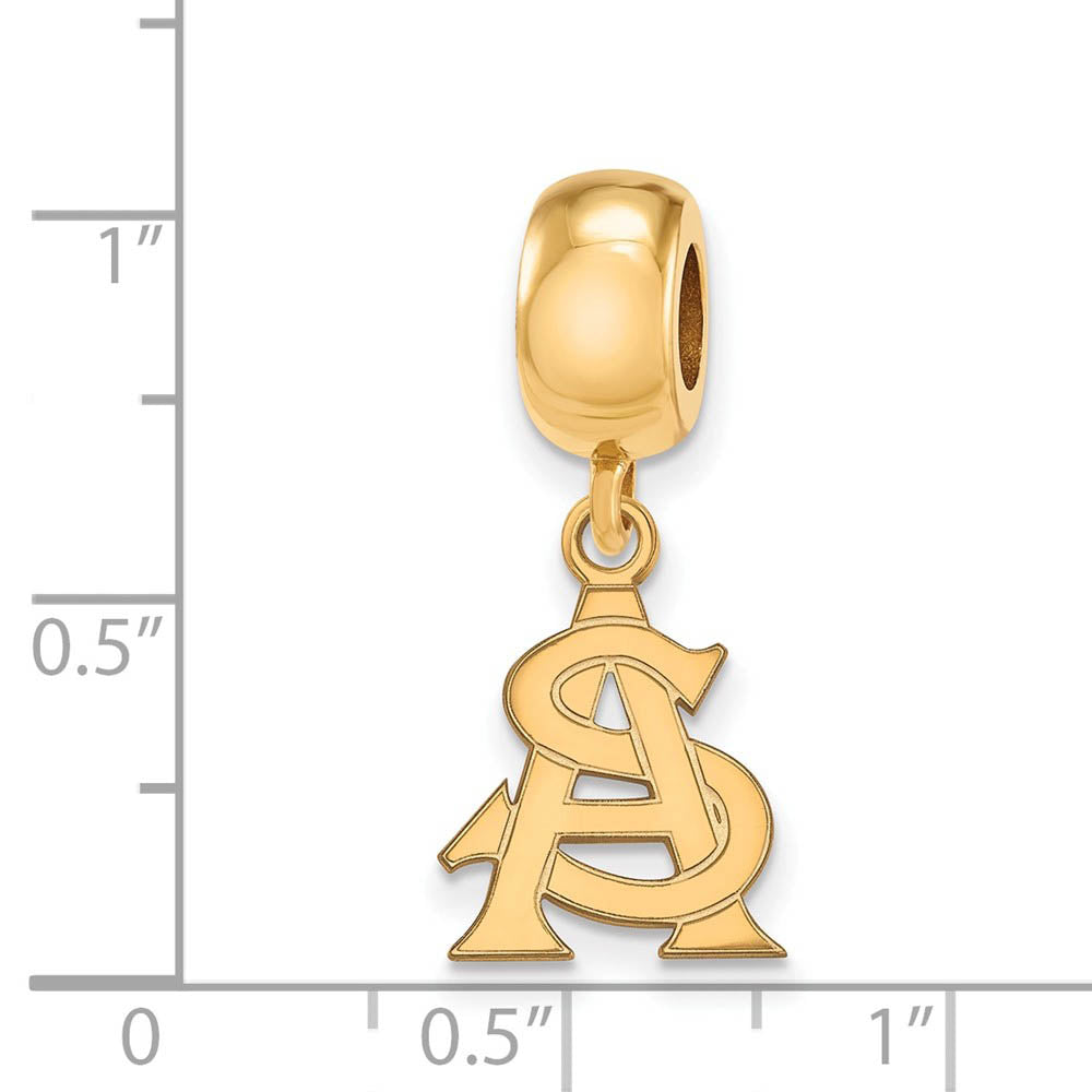 Alternate view of the 14k Gold Plated Silver Arizona State University Sm Dangle Bead Charm by The Black Bow Jewelry Co.