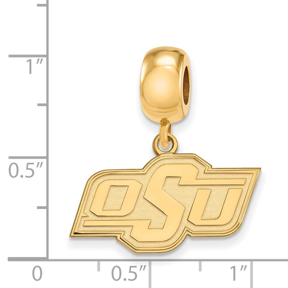 Alternate view of the 14k Gold Plated Silver Oklahoma State University Sm Dangle Bead Charm by The Black Bow Jewelry Co.