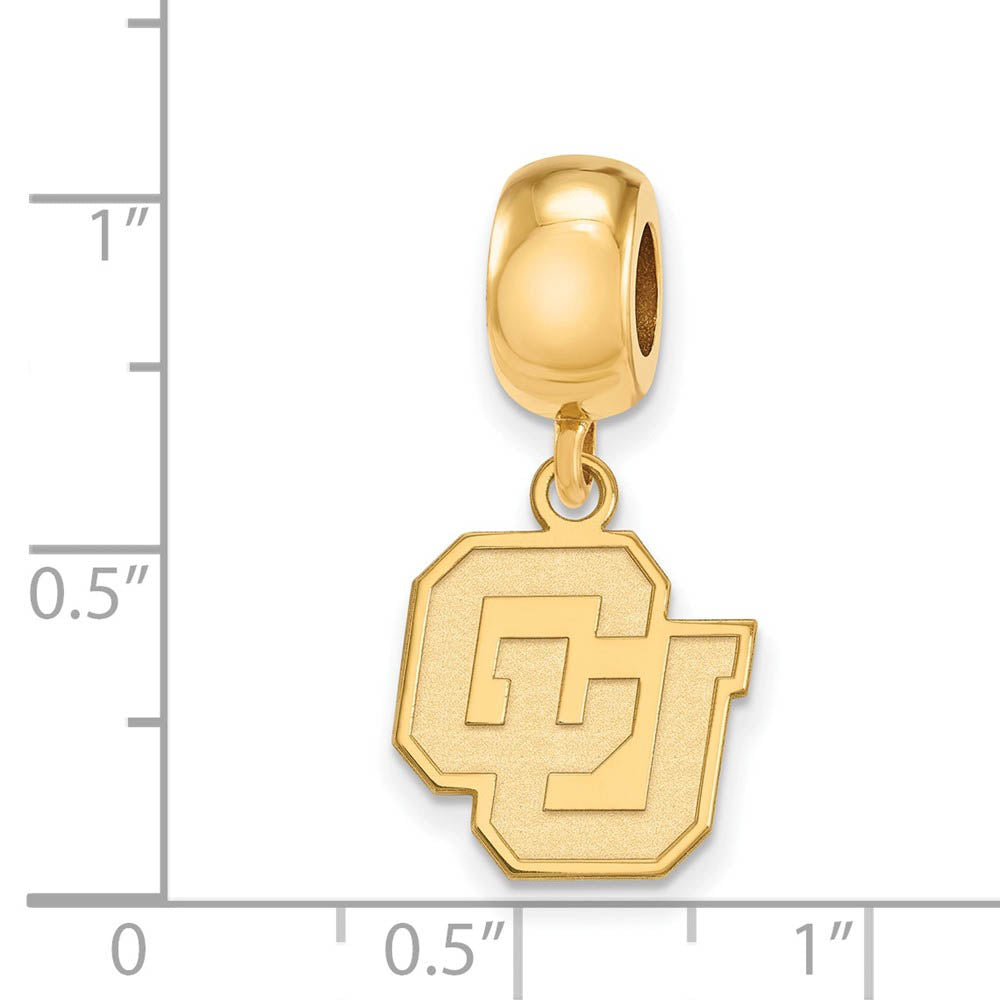 Alternate view of the 14k Gold Plated Silver University of Colorado Sm Dangle Bead Charm by The Black Bow Jewelry Co.