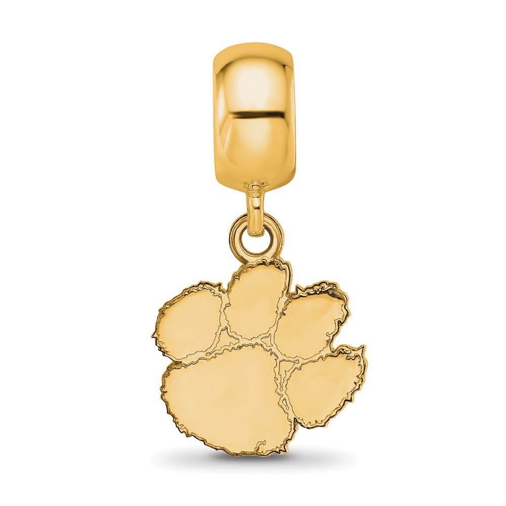 Alternate view of the 14k Gold Plated Silver Clemson University Small Dangle Bead Charm by The Black Bow Jewelry Co.
