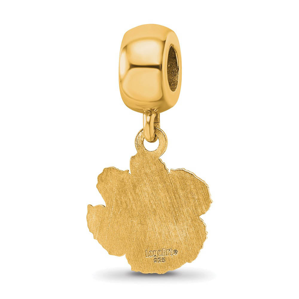 Alternate view of the 14k Gold Plated Silver Clemson University Small Dangle Bead Charm by The Black Bow Jewelry Co.