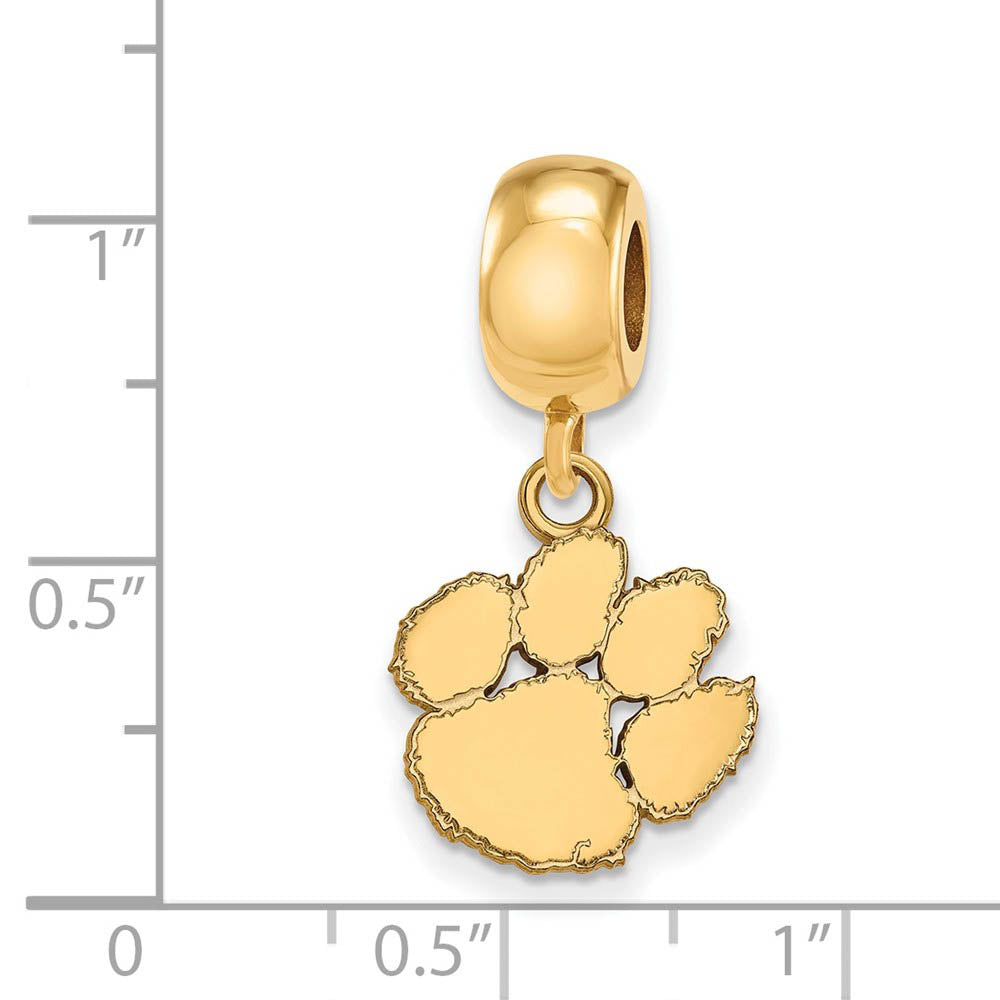 Alternate view of the 14k Gold Plated Silver Clemson University Small Dangle Bead Charm by The Black Bow Jewelry Co.