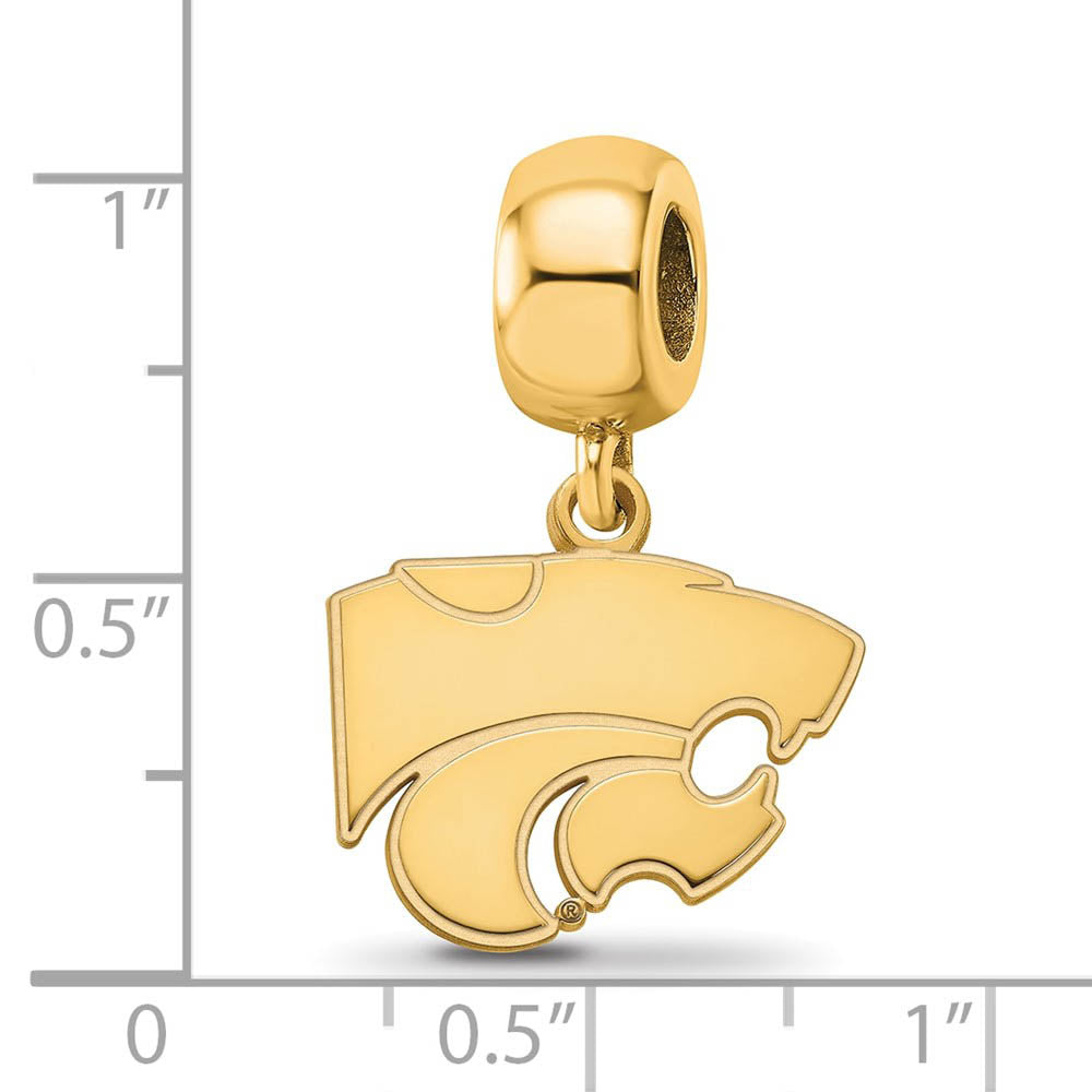 Alternate view of the 14k Gold Plated Silver Kansas State University Sm Dangle Bead Charm by The Black Bow Jewelry Co.