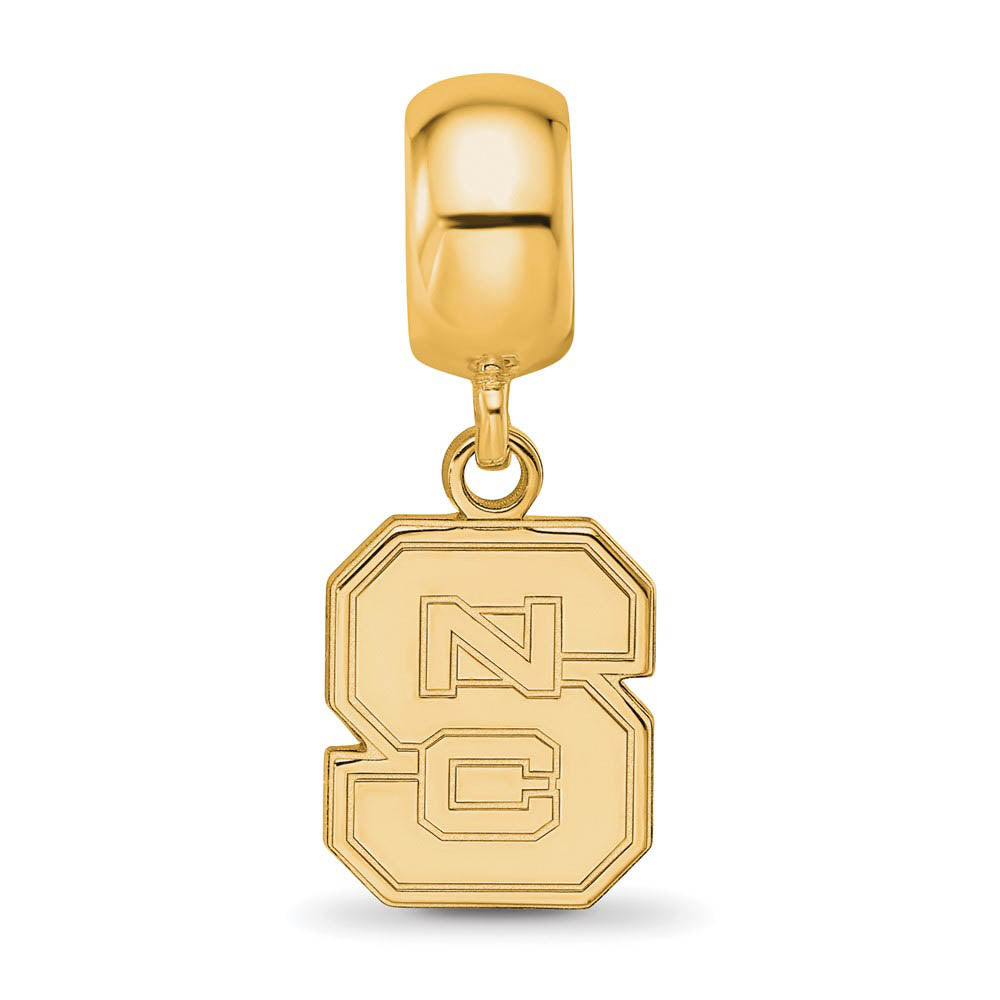 Alternate view of the 14k Gold Plated Silver North Carolina State U. 'NCS' Dangle Bead Charm by The Black Bow Jewelry Co.