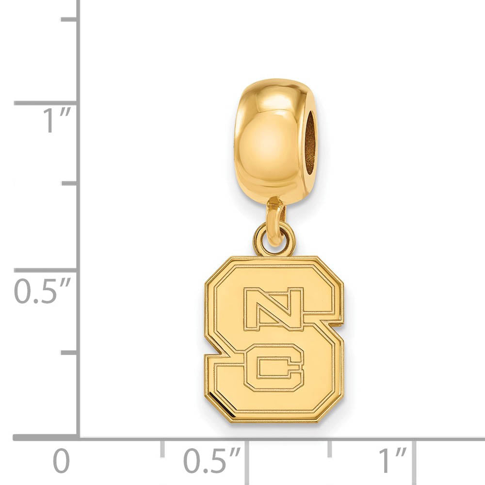 Alternate view of the 14k Gold Plated Silver North Carolina State U. 'NCS' Dangle Bead Charm by The Black Bow Jewelry Co.